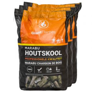 66 x 10 kg Giant Flames Marabu houtskool Vooraanzicht zakken